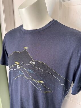 Men’s Icebreaker Merino Wool Graphic T Shirt Lightweight Breathable Mountains